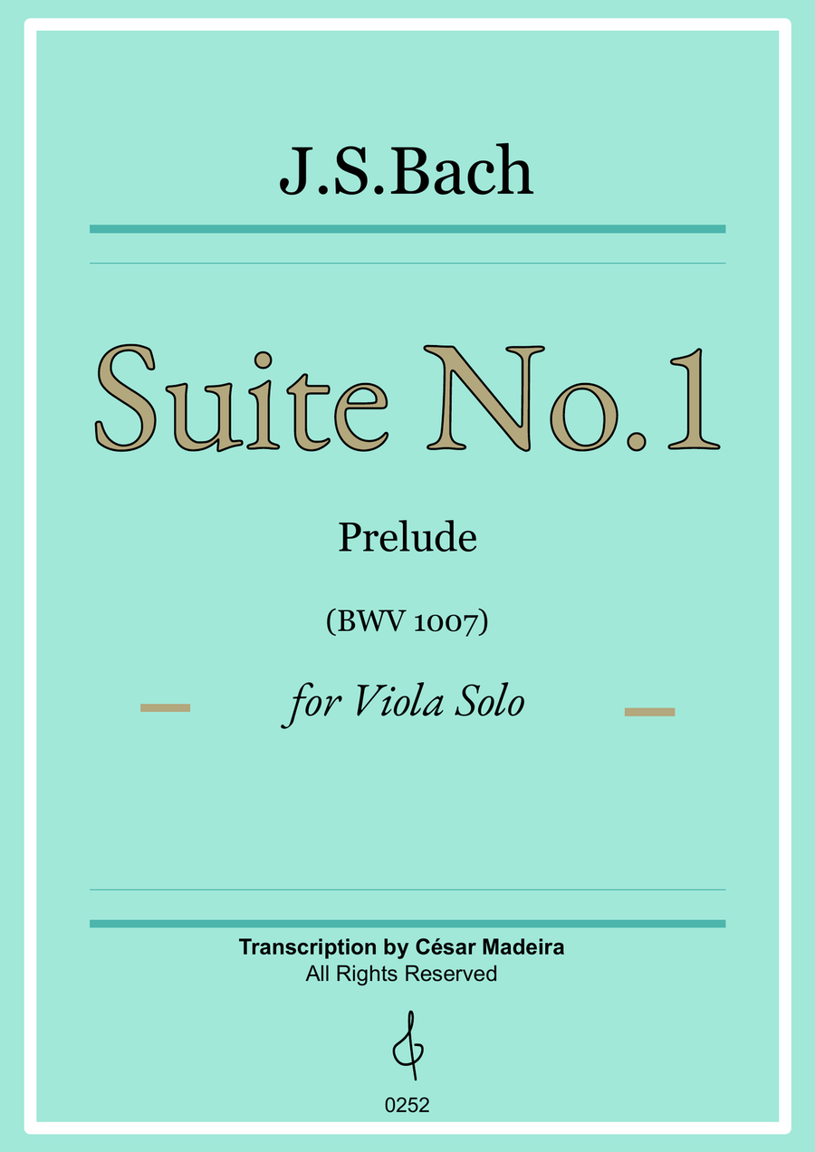 Suite No.1 by Bach - Viola Solo - Prelude (BWV1007) Viola Solo scores gallery preview page 1