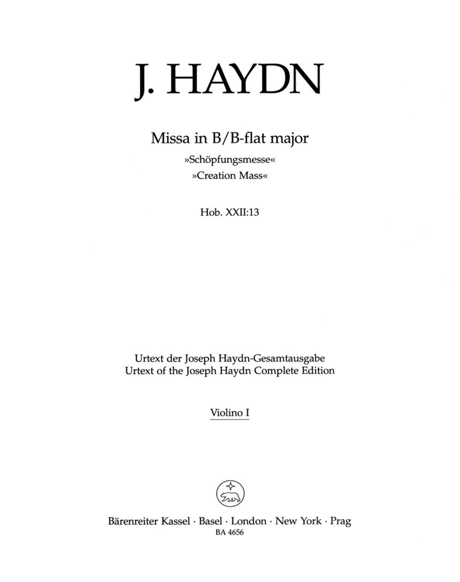 Missa B flat major Hob.XXII:13 'Creation Mass' Violin scores gallery preview page 1