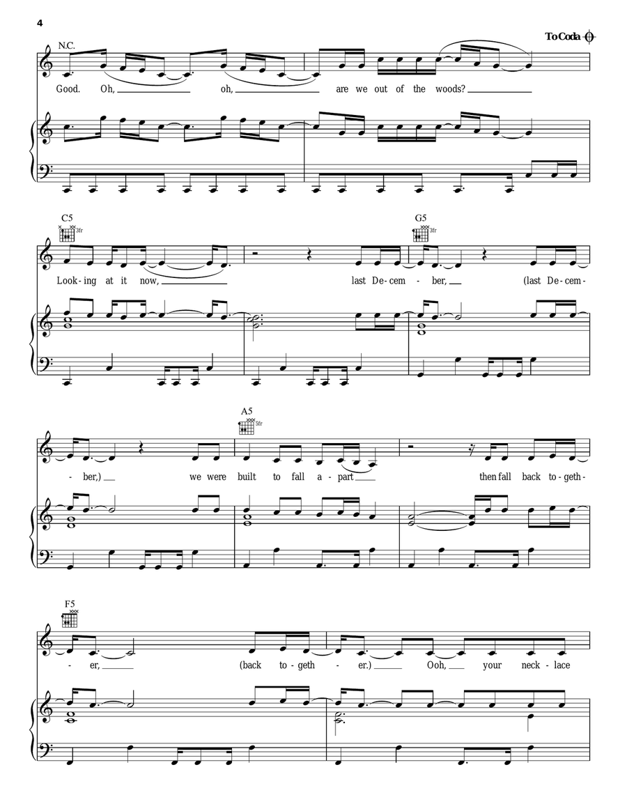 Out Of The Woods Acoustic Guitar scores gallery preview page 4