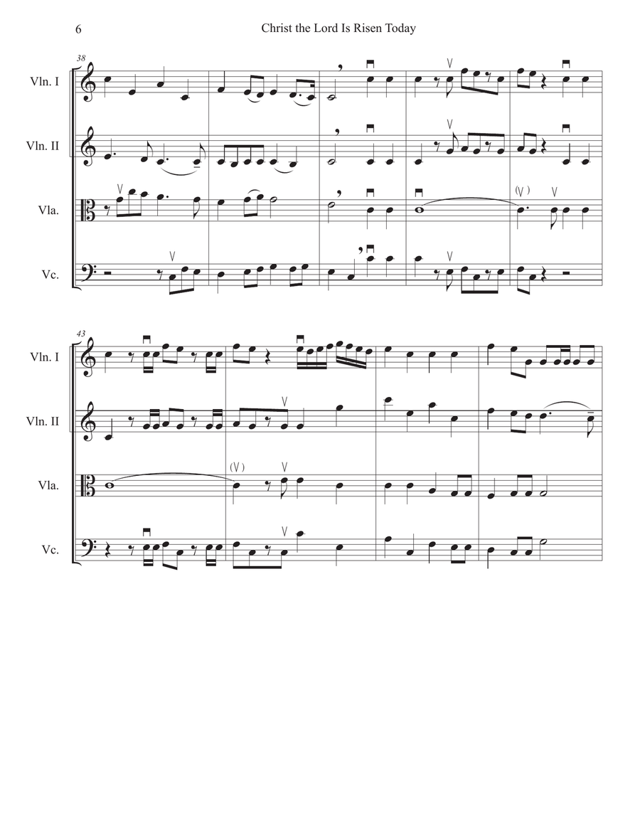 Christ the Lord Is Risen Today, Hallelujah String Quartet scores gallery preview page 6