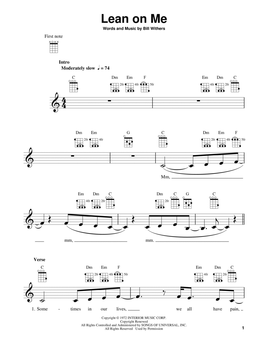 Lean On Me Ukulele scores gallery preview page 1
