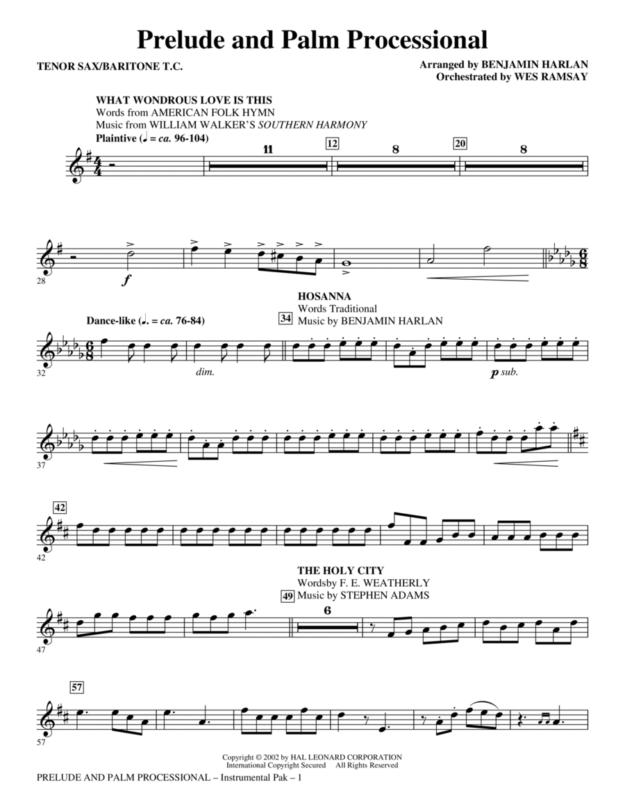 Prelude And Palm Processional - Tenor Sax/Baritone T.C. Choir scores gallery preview page 1