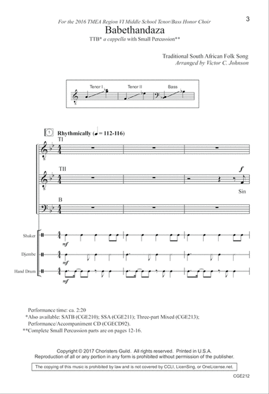Babethandaza TTB TTBB scores gallery preview page 3