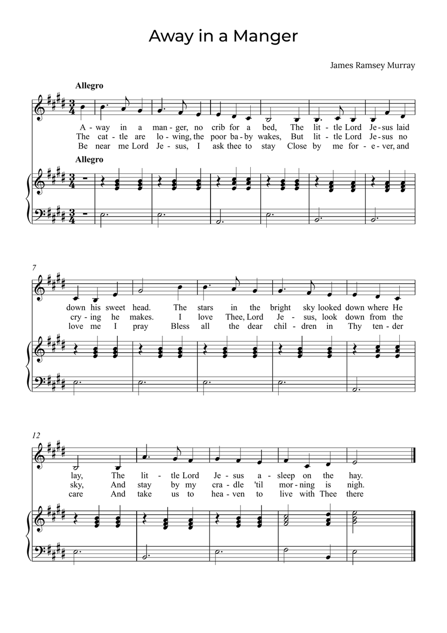 Away in a Manger - Tenor in E Tenor Voice scores gallery preview page 1