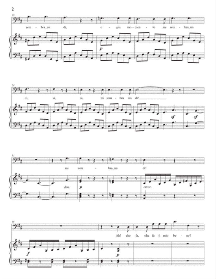 BEETHOVEN: L'amante impaziente, Op. 82 no. 3 (transposed to D major, bass clef) Voice scores gallery preview page 3