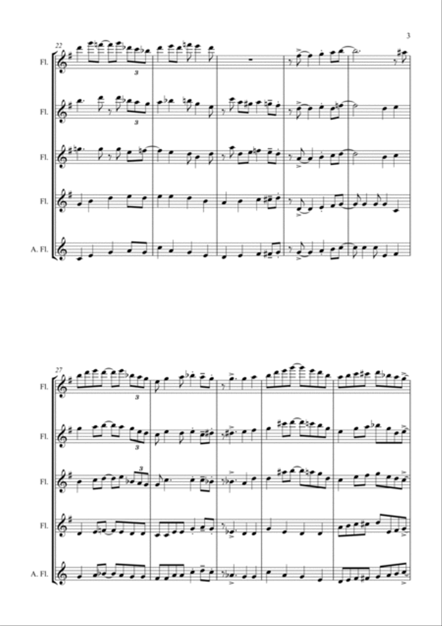 Londonderry Air (Danny Boy) - Jazz Arrangement for Flute Quartet Flute Quartet scores gallery preview page 3