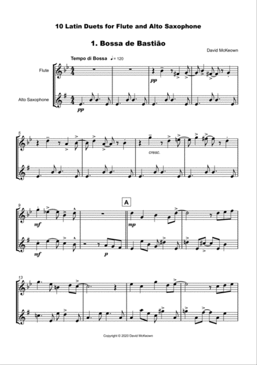 10 Latin Duets, for Flute and Alto Saxophone Woodwind Duet scores gallery preview page 3