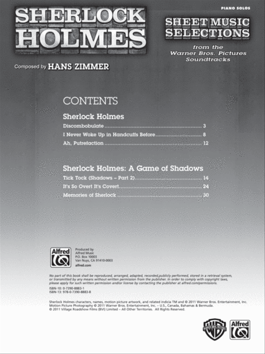 Sherlock Holmes -- Sheet Music Selections from the Warner Bros. Pictures Soundtracks Piano Solo scores gallery preview page 2