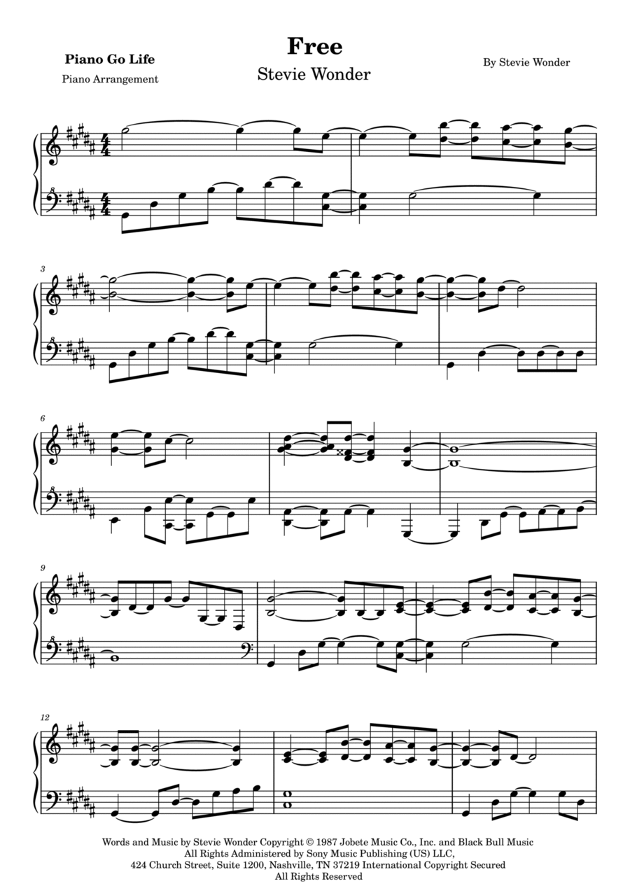 Free Piano Solo scores gallery preview page 1