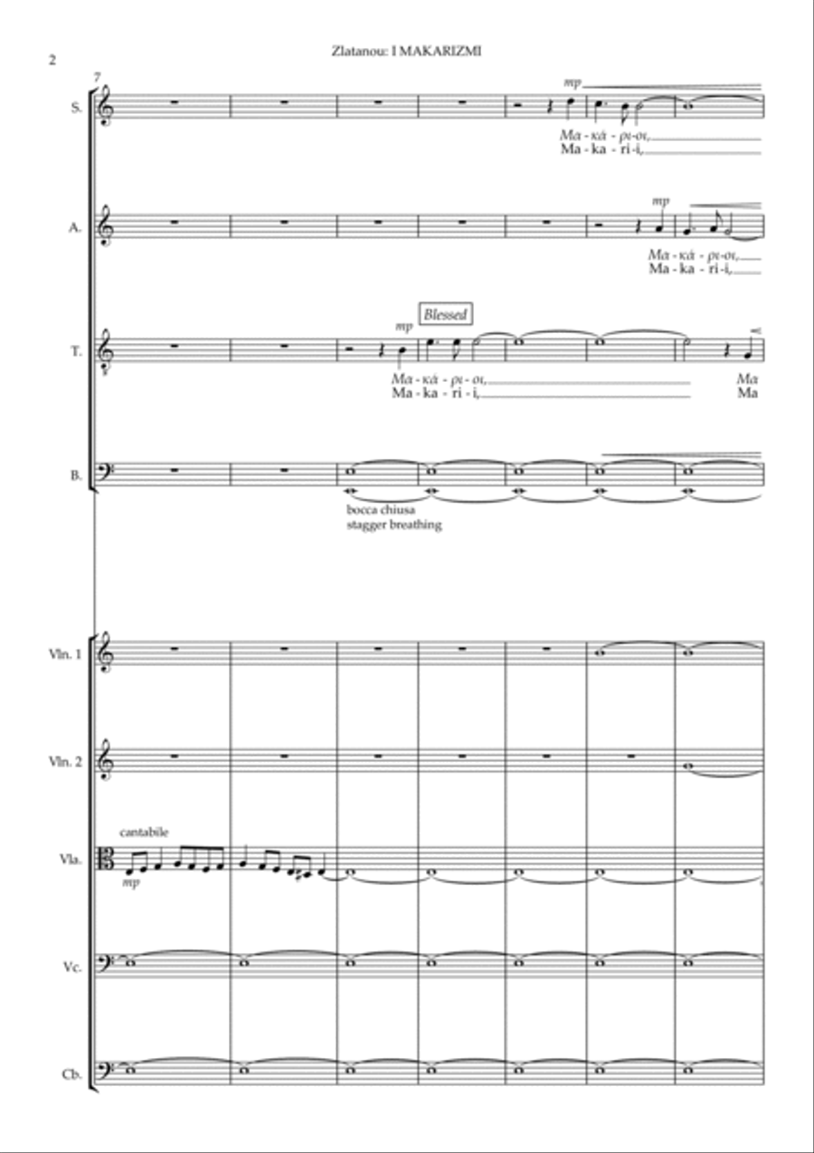 MAKARISMI (the Beatitudes), for SATB choir and strings 4-Part scores gallery preview page 2