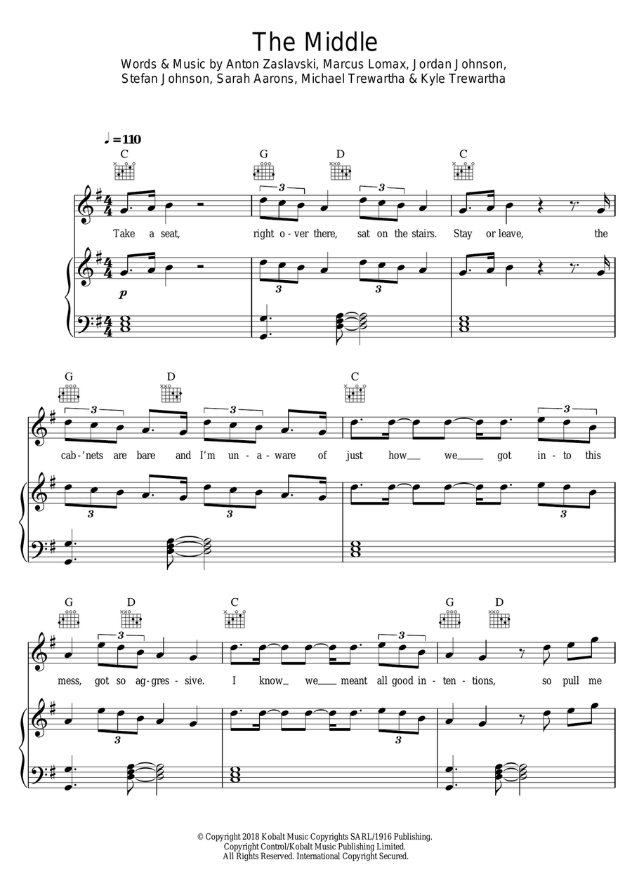 The Middle Piano, Vocal scores gallery preview page 1