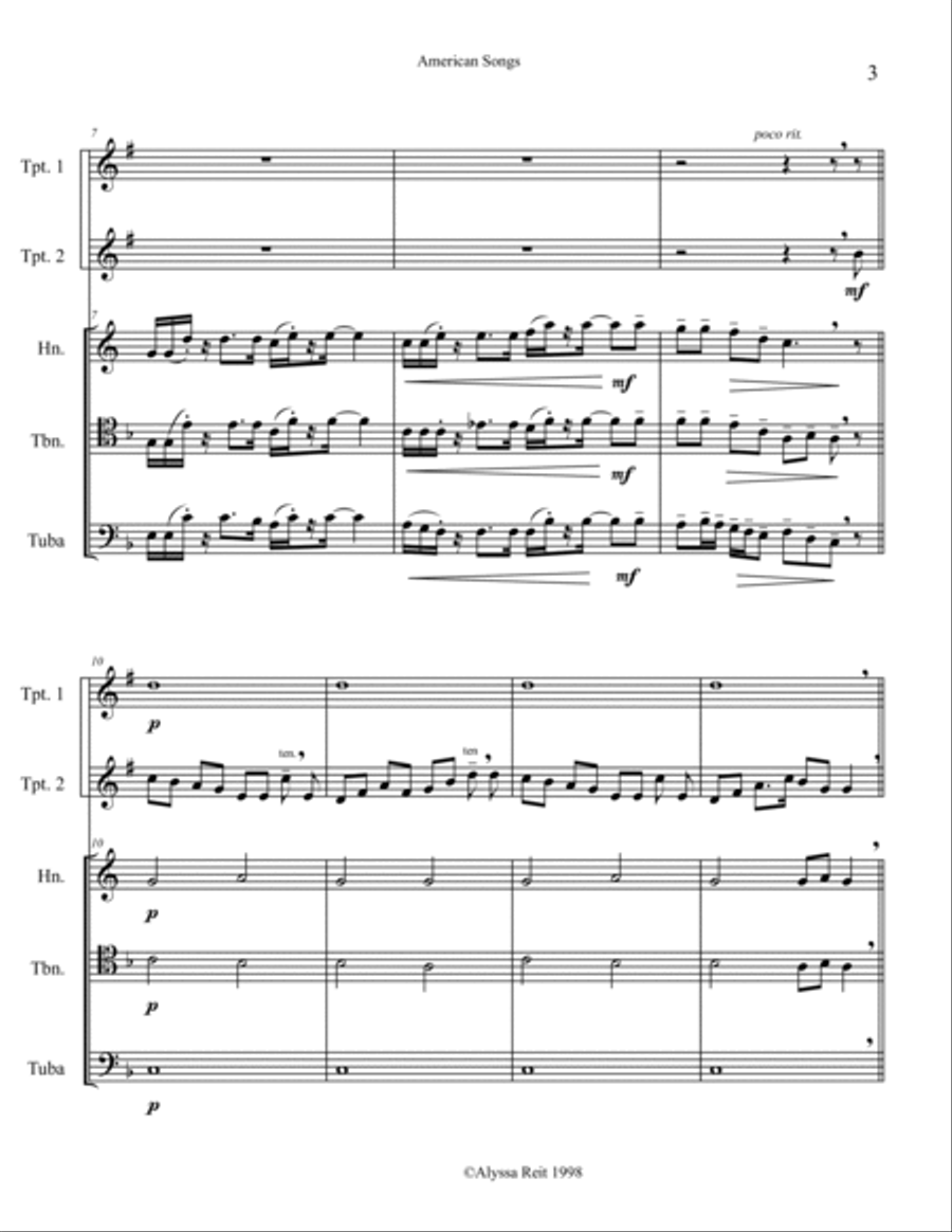 American Soings American Soings Brass Ensemble scores gallery preview page 5