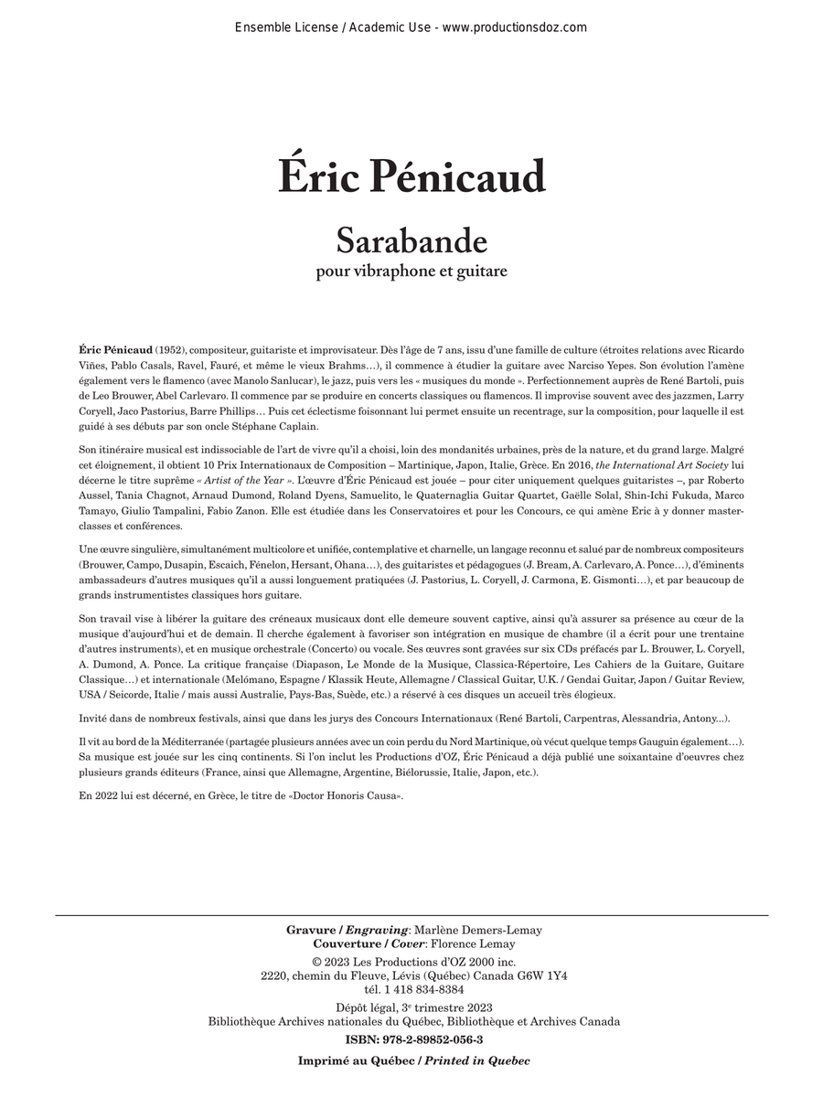 Sarabande Classical Guitar scores gallery preview page 1