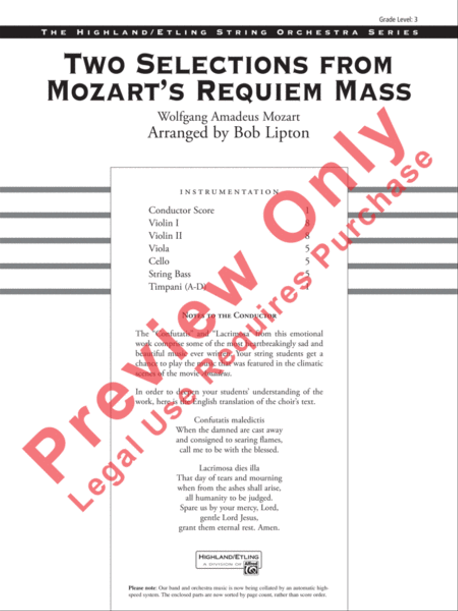 Two Selections from Mozart's Requiem Mass String Orchestra scores gallery preview page 2