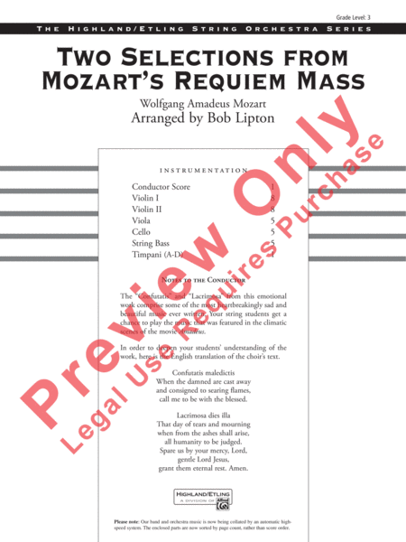 Two Selections from Mozart's Requiem Mass image number null