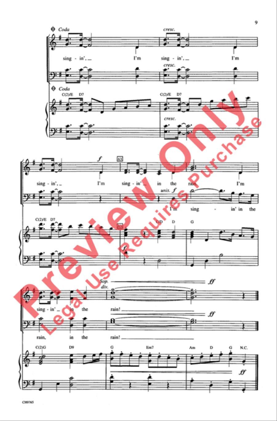 Singin' in the Rain 4-Part scores gallery preview page 9