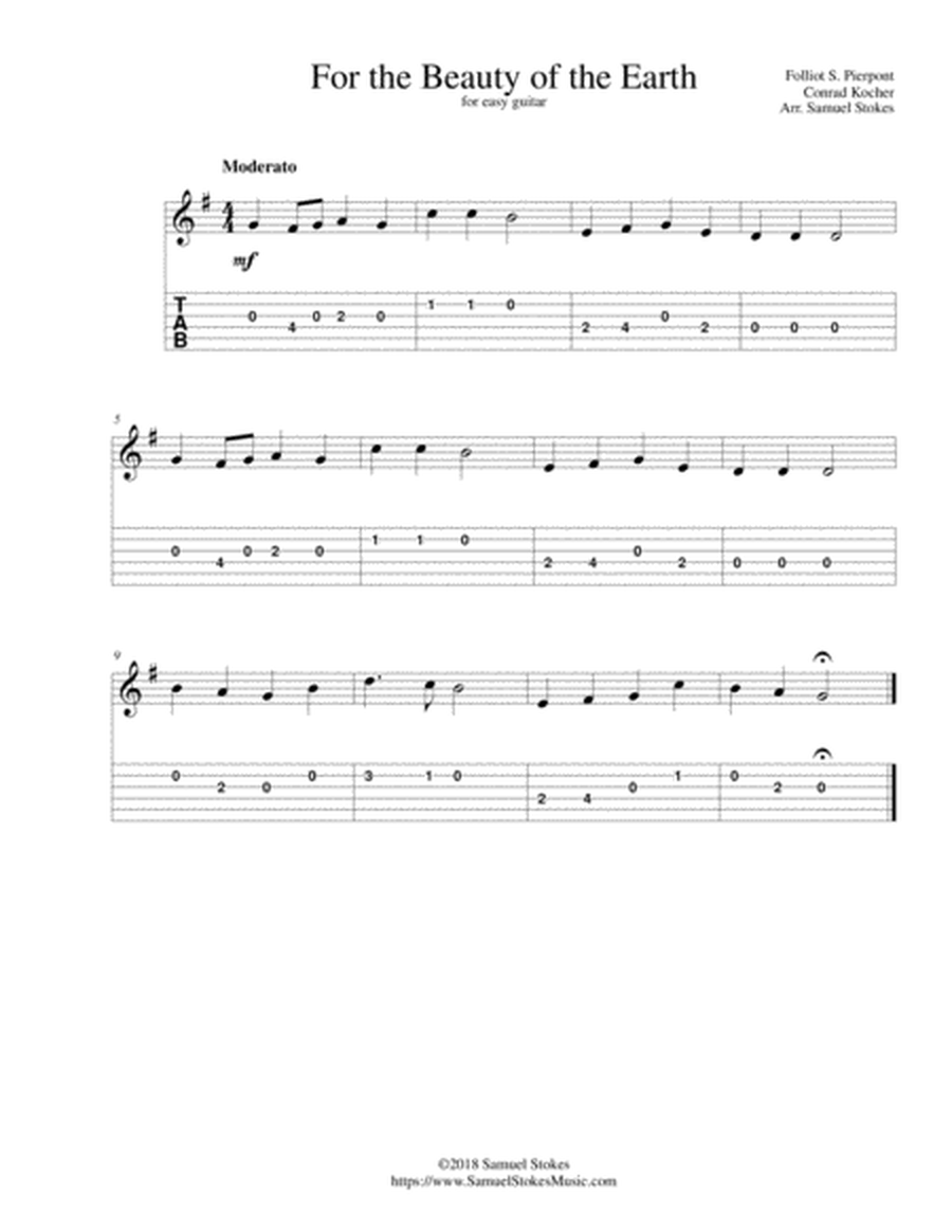 For the Beauty of the Earth - for easy guitar with TAB image number null