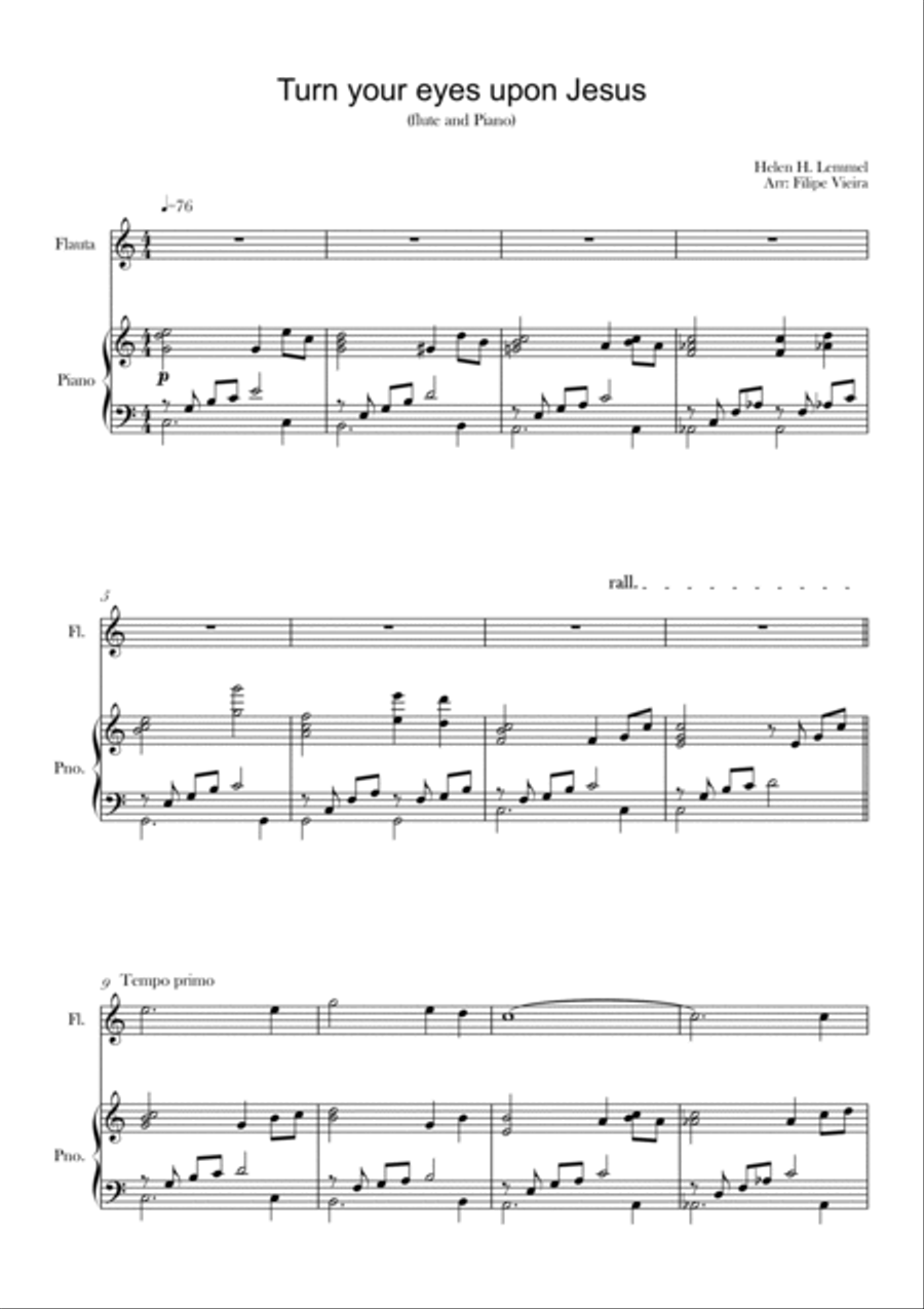 Turn your eyes upon Jesus (Flute and Piano) Flute scores gallery preview page 2