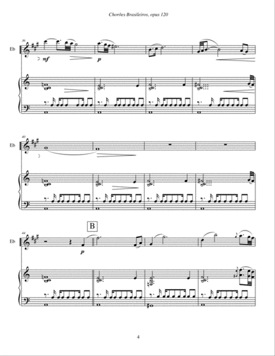 Chorões Brasileiros, opus 120 (2007) for alto saxophone and piano Small Ensemble scores gallery preview page 6