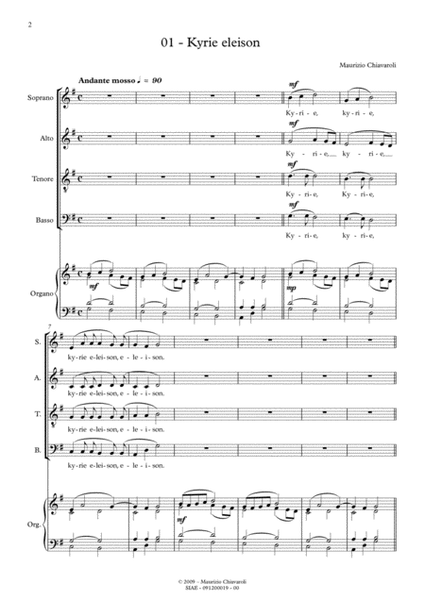 Missa brevis per coro a 4 voci miste e organo