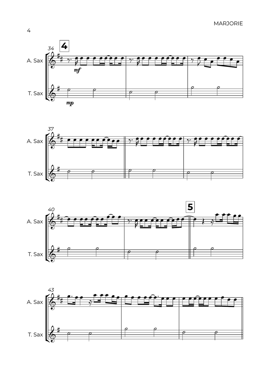 Marjorie Marjorie Tenor Saxophone scores gallery preview page 4