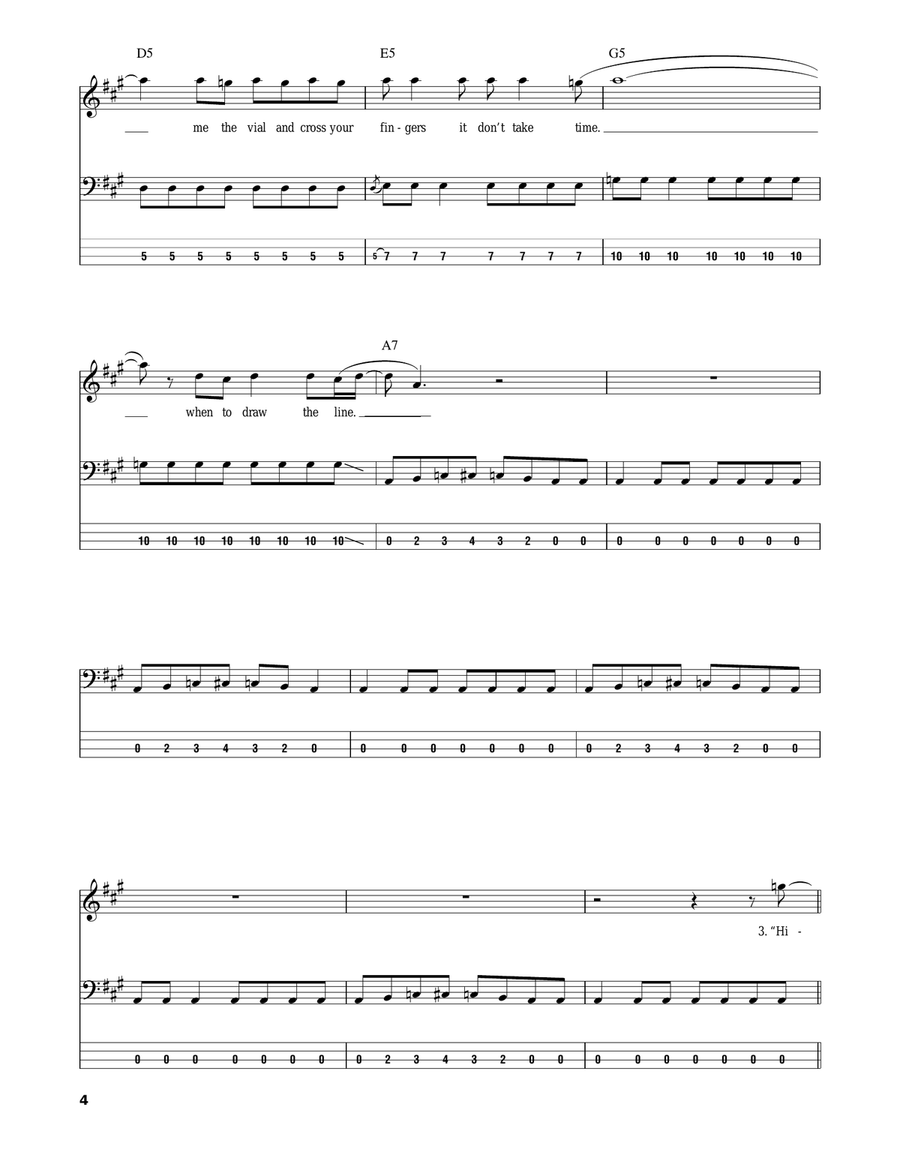 Draw The Line Bass Guitar Tablature scores gallery preview page 4