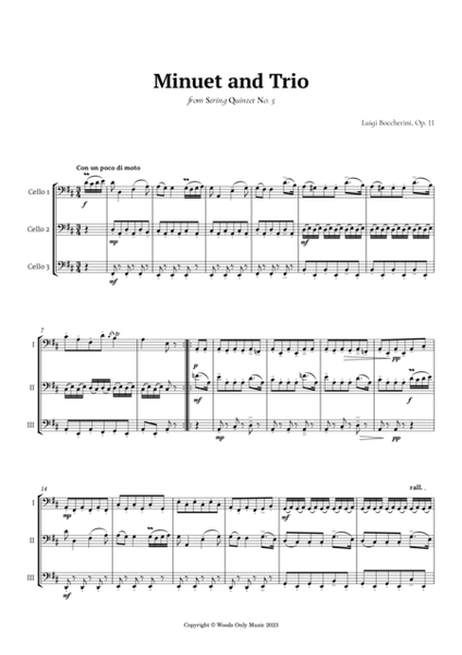Minuet by Boccherini for Cello Trio image number null