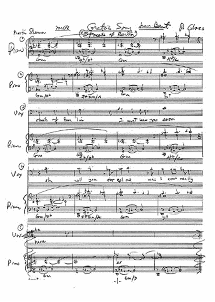 Gretas Song (Streets Of Berlin) Voice Solo scores gallery preview page 1