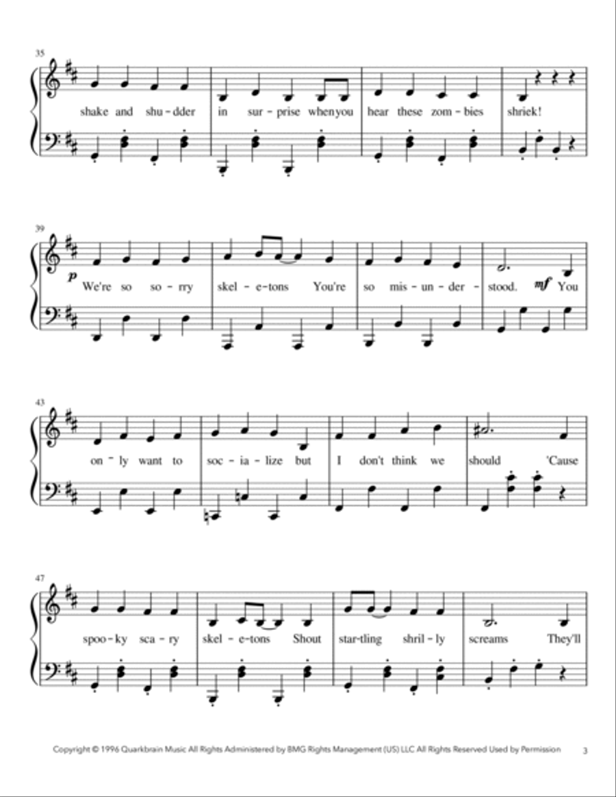 Spooky Scary Skeletons Piano Solo scores gallery preview page 3