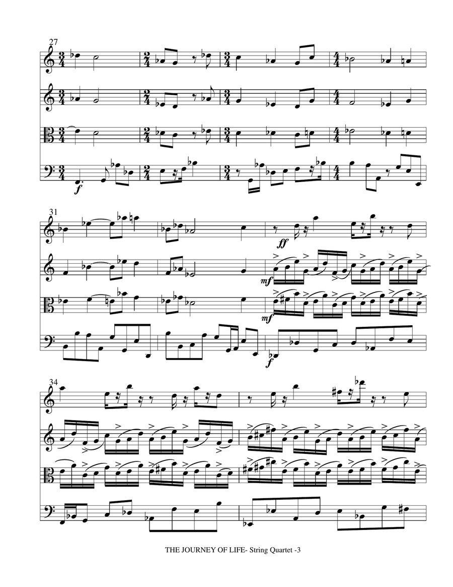 THE JOURNEY OF LIFE (String Quartet with Parts) by Gary Lanier String Quartet - Digital Sheet Music page 3