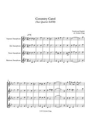 Coventry Carol (Sax Quartet SATB)