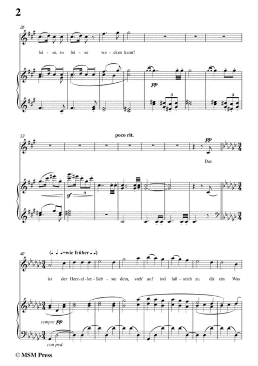 Mahler-Wo die schönen Trompeten blasen in f sharp minor,for Voice and Piano Voice Solo scores gallery preview page 4