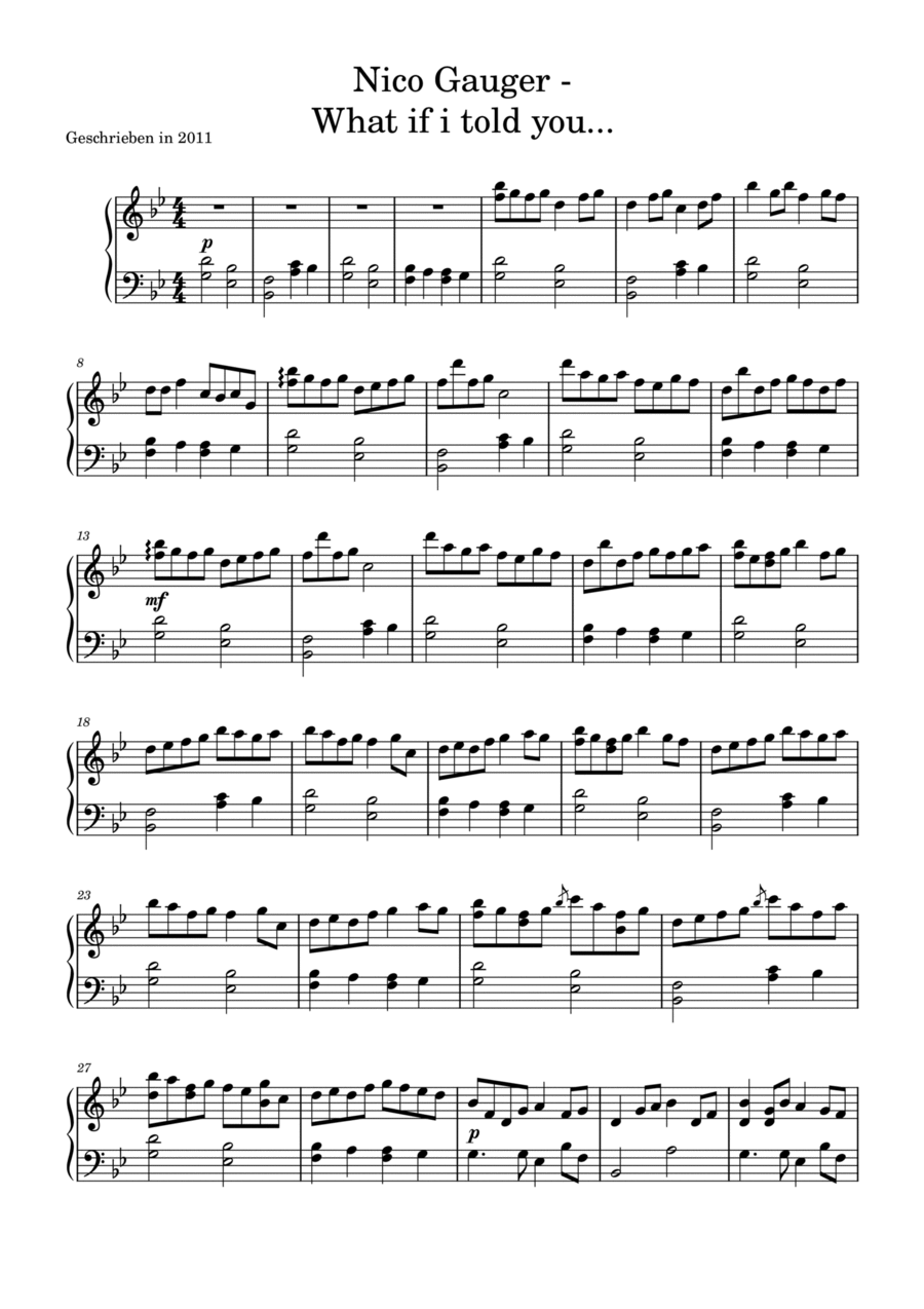 What if i told you Piano Solo scores gallery preview page 1