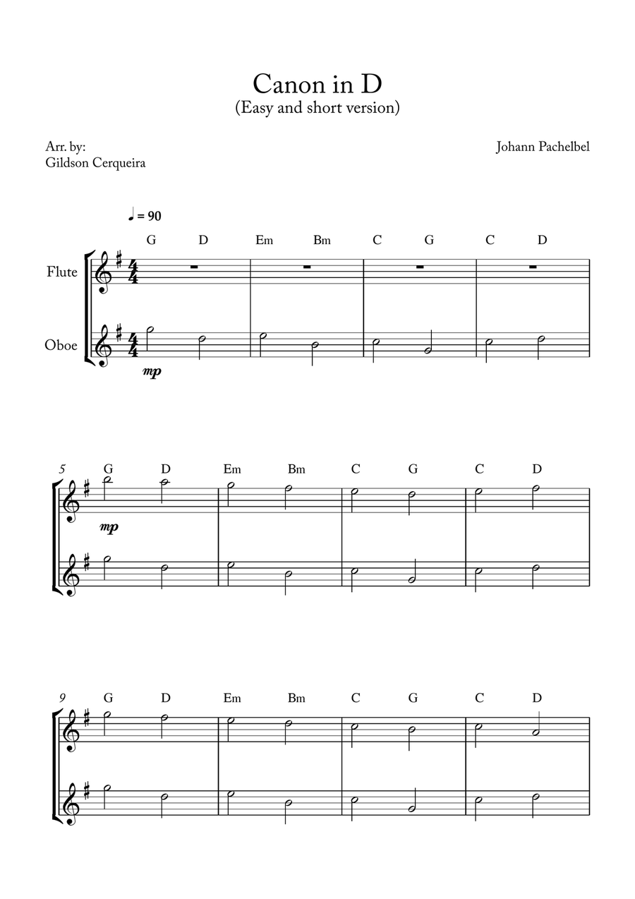 Canon in D Woodwind Duet scores gallery preview page 1