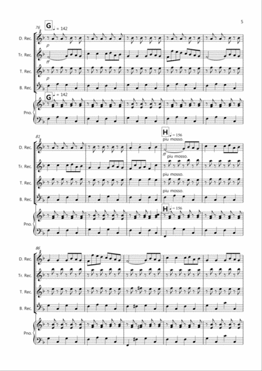 2 Classical Favourites for Recorder Quartet (volume two) Recorder scores gallery preview page 5