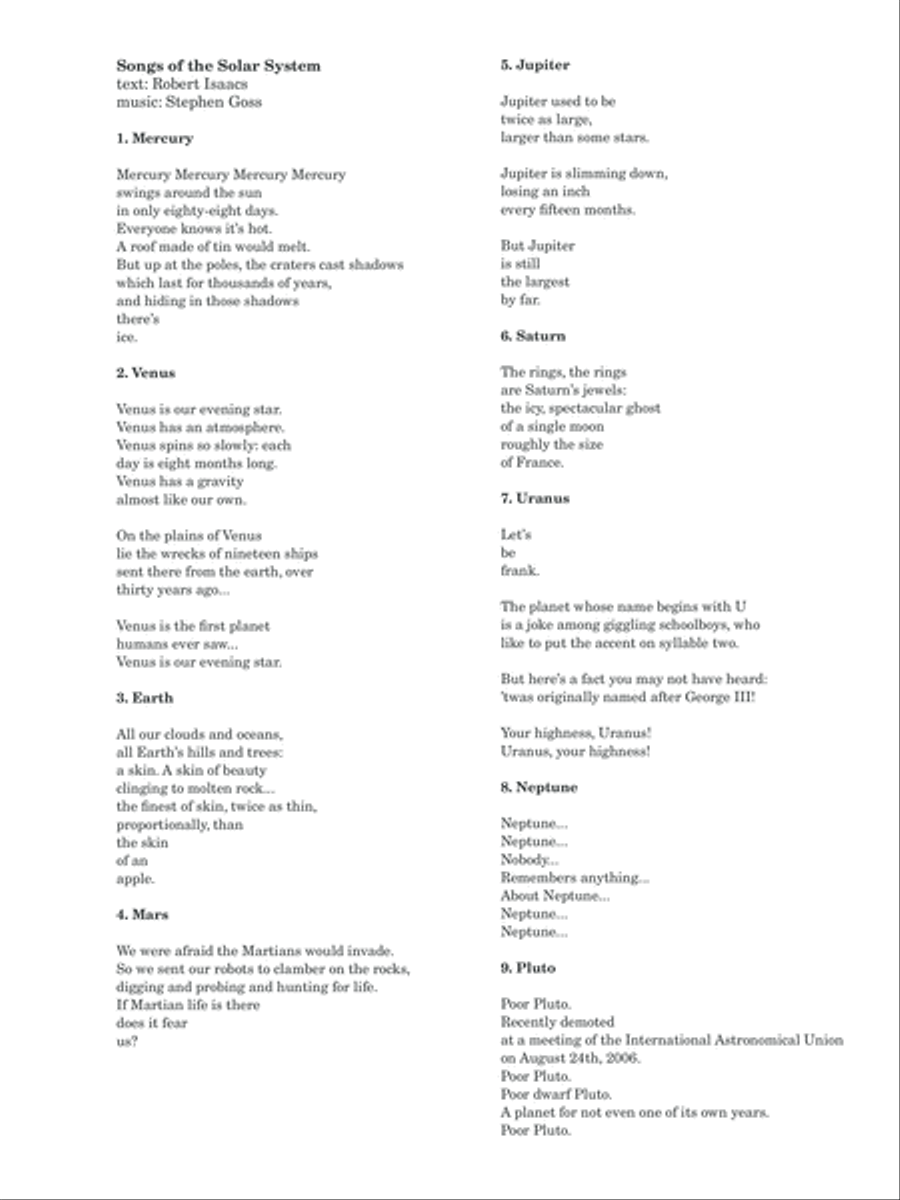 Songs of the Solar System - Partie de choeur SSA scores gallery preview page 3