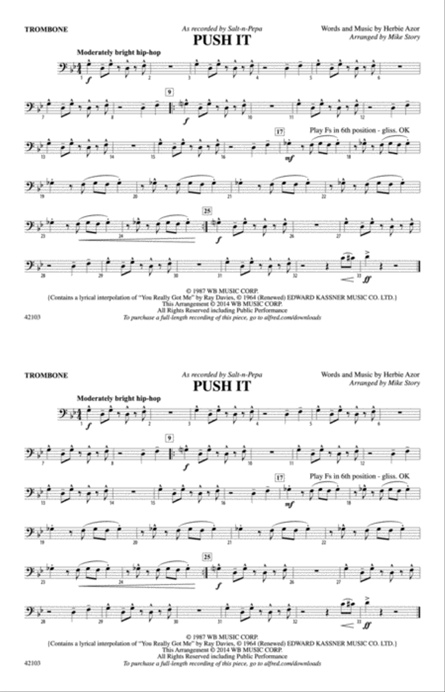 Push It: 1st Trombone Marching Band scores gallery preview page 1