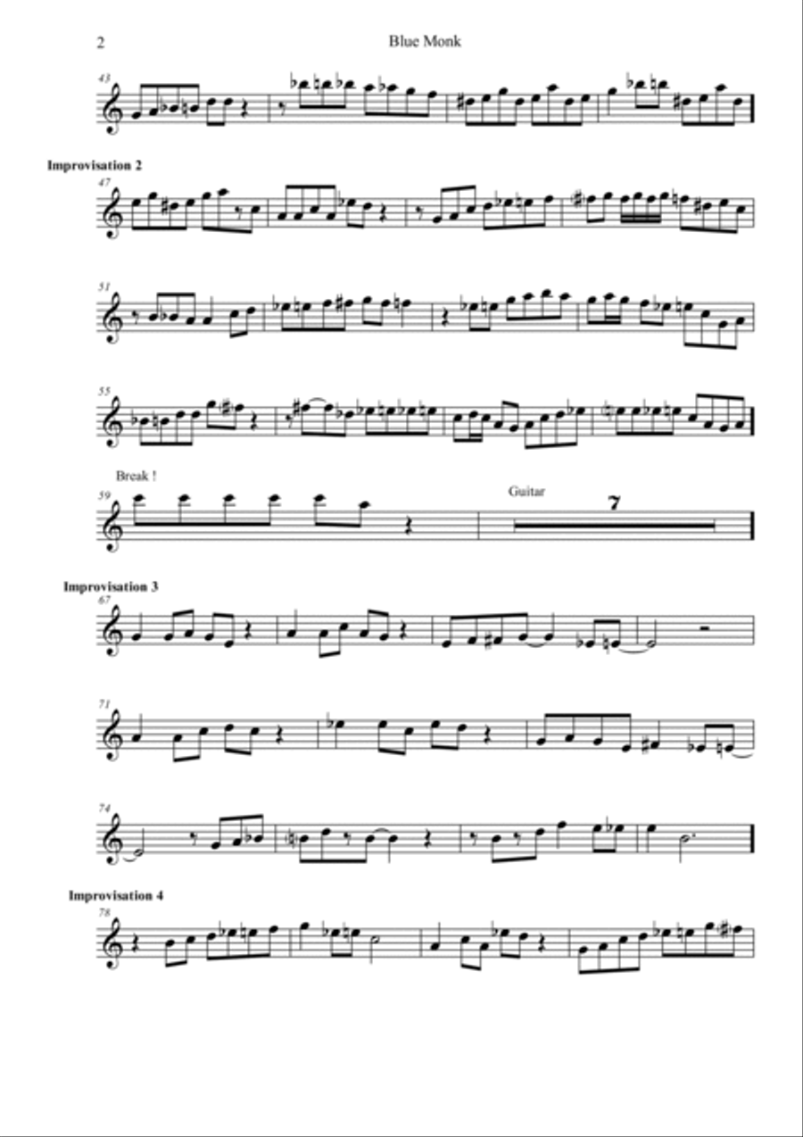 Blue Monk Blue Monk Clarinet scores gallery preview page 2
