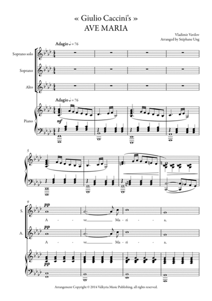 Vladimir Vavilov: « Giulio Caccini's » Ave Maria (SA & Piano with Solo Soprano) image number null