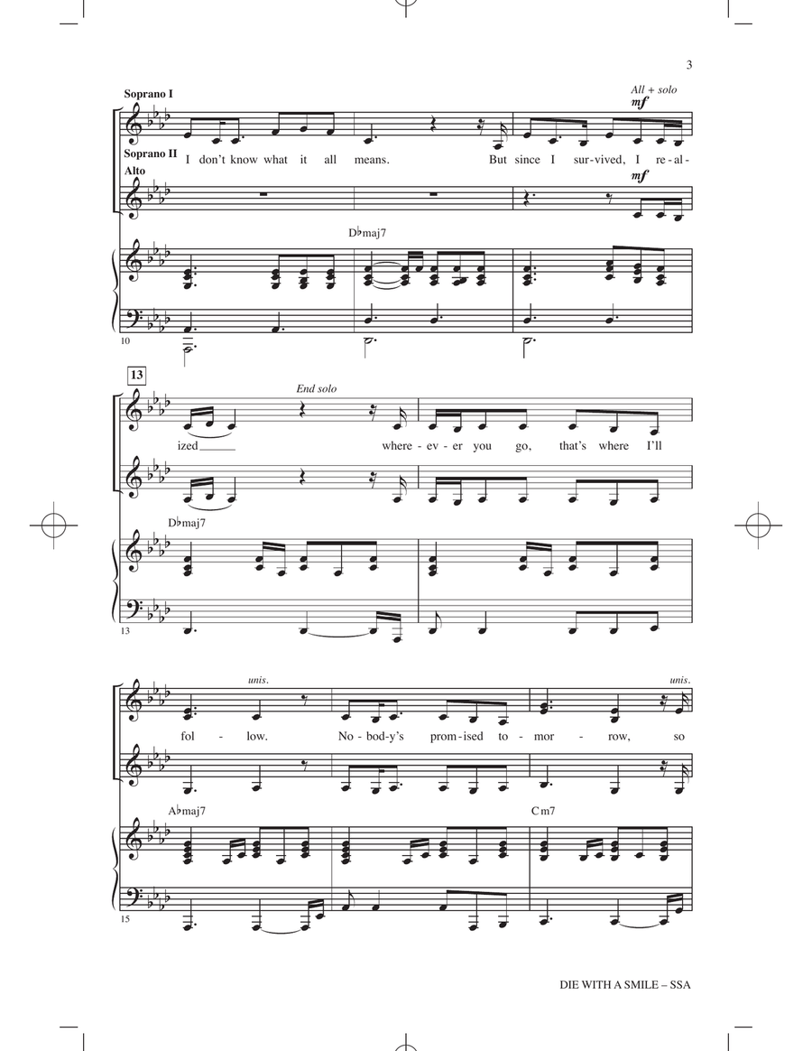 Die With A Smile (arr. Mark Brymer) SSA scores gallery preview page 2