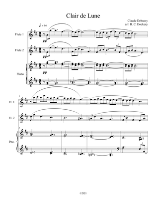 Clair de Lune (Flute Duet) with piano accompaniment