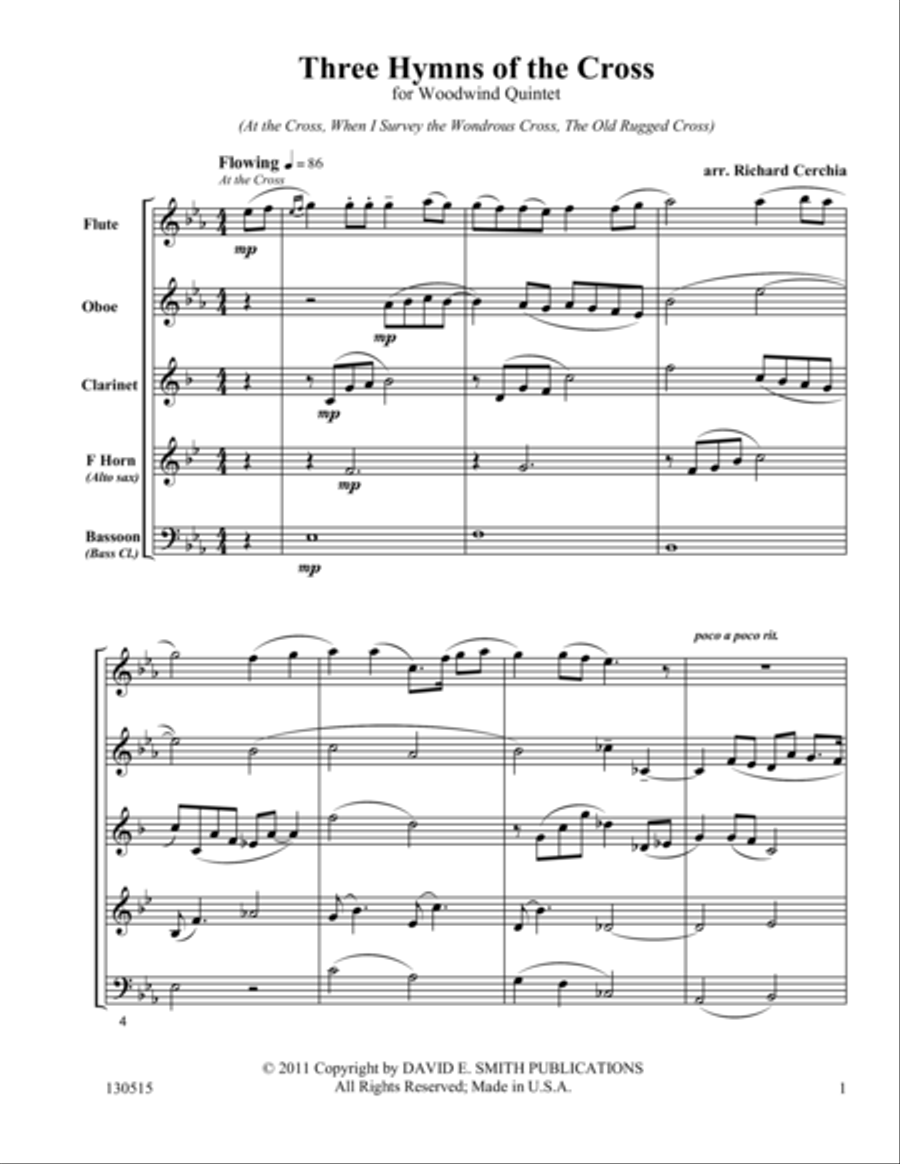Three Hymns Of The Cross Woodwind Quintet scores gallery preview page 1