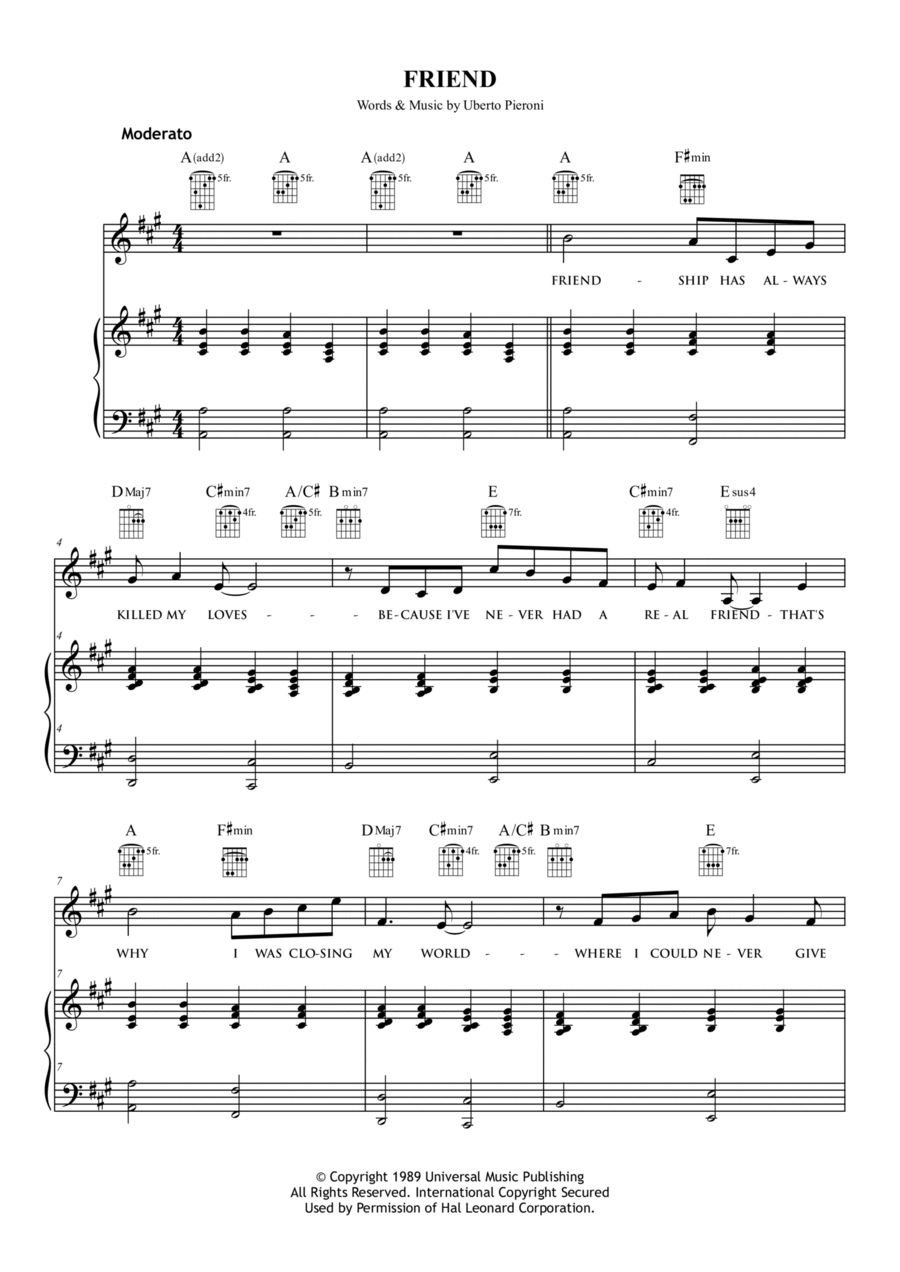 Friend Friend Piano, Vocal, Guitar scores gallery preview page 1