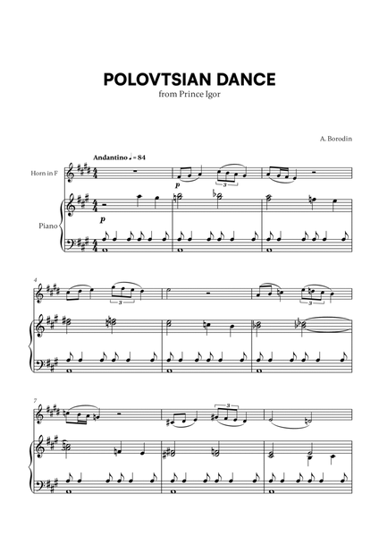 Polovtsian Dance (from Prince Igor) (for French Horn and Piano) image number null