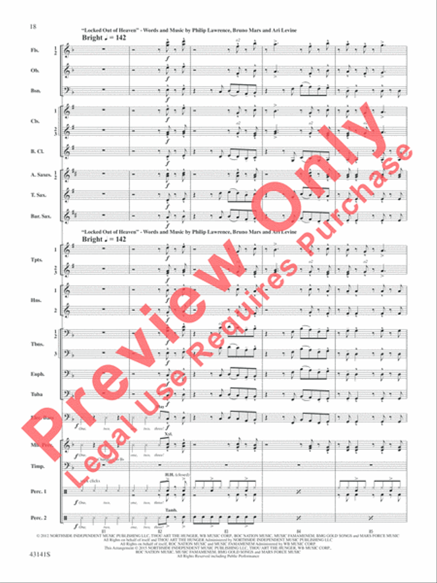 Bruno Mars Greatest Hits Bruno Mars Greatest Hits Concert Band scores gallery preview page 19