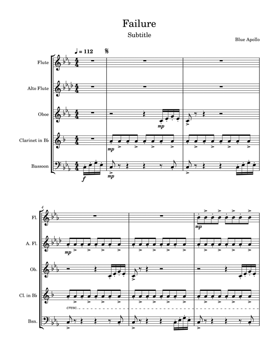 Failure Woodwind Quintet scores gallery preview page 1