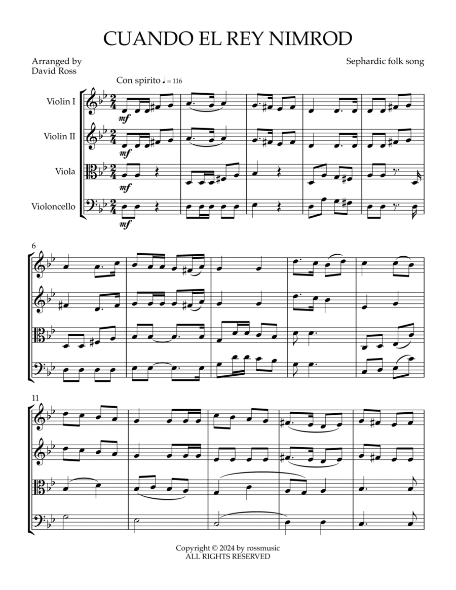 Cuando El Rey Nimrod String Quartet scores gallery preview page 1