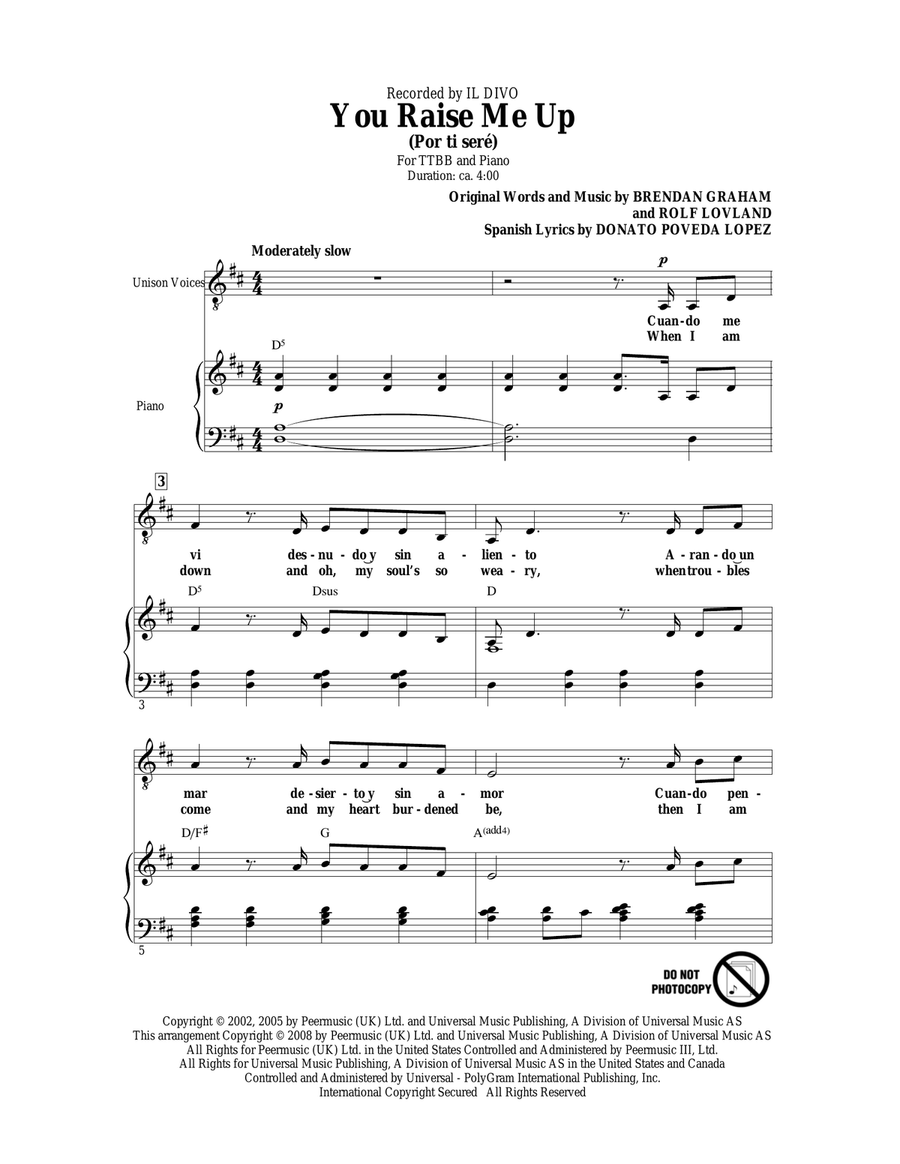 You Raise Me Up TTBB scores gallery preview page 1