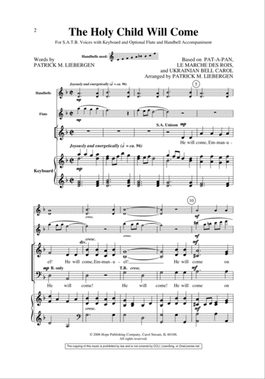 The Holy Child Will Come 4-Part scores gallery preview page 2