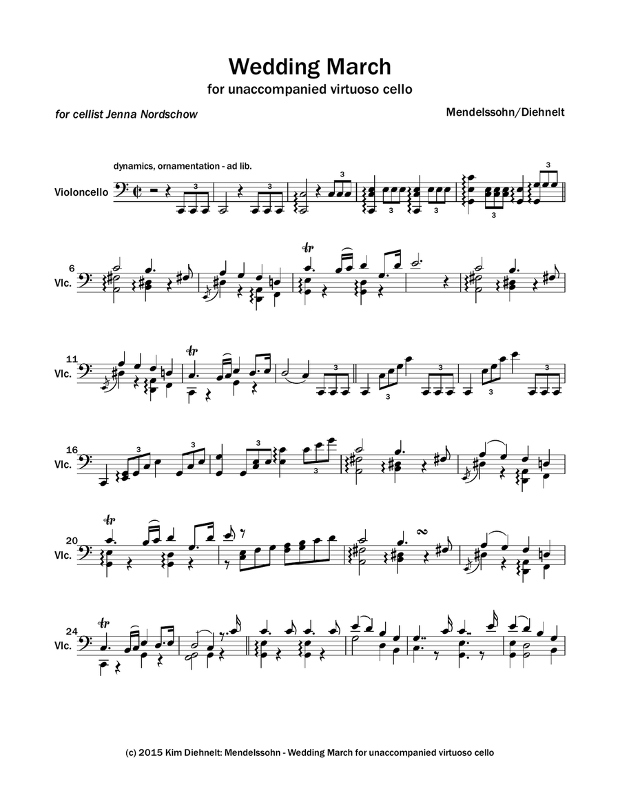 Wedding March for unaccompanied virtuoso cello Cello Solo scores gallery preview page 2